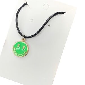 Green Smiley face necklace